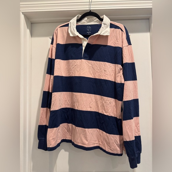 Original Use Striped Long Sleeve Shirt - Pink and Navy - Picture 1 of 2